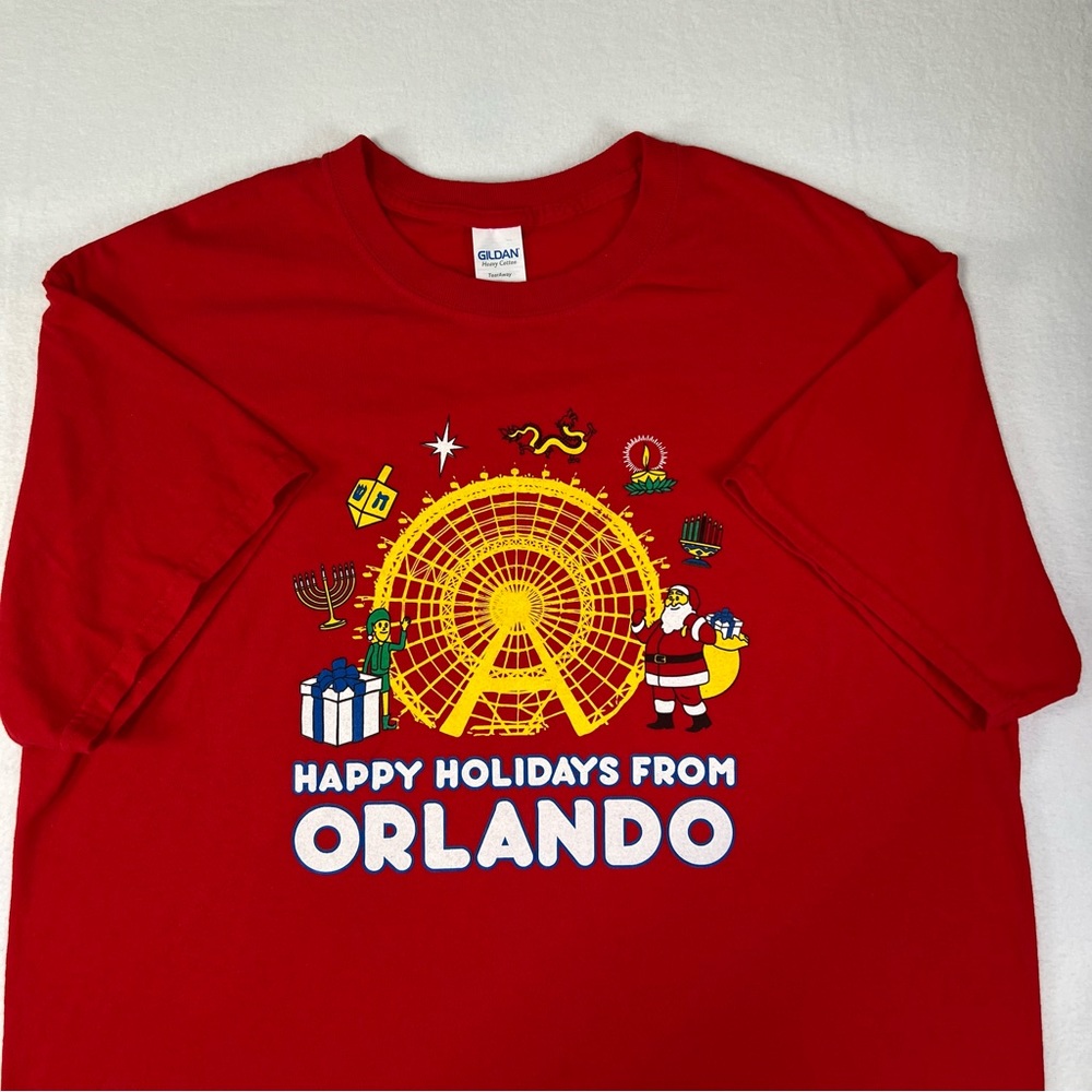 HAPPY HOLIDAYS From Orlando Men’s L T-Shirt DISNEY Christmas Kwanza Hanukka